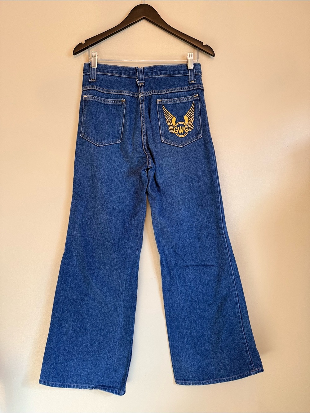 Vintage GWG Flared Jeans with Embroidered Wings Back Pocket | Made in Canada